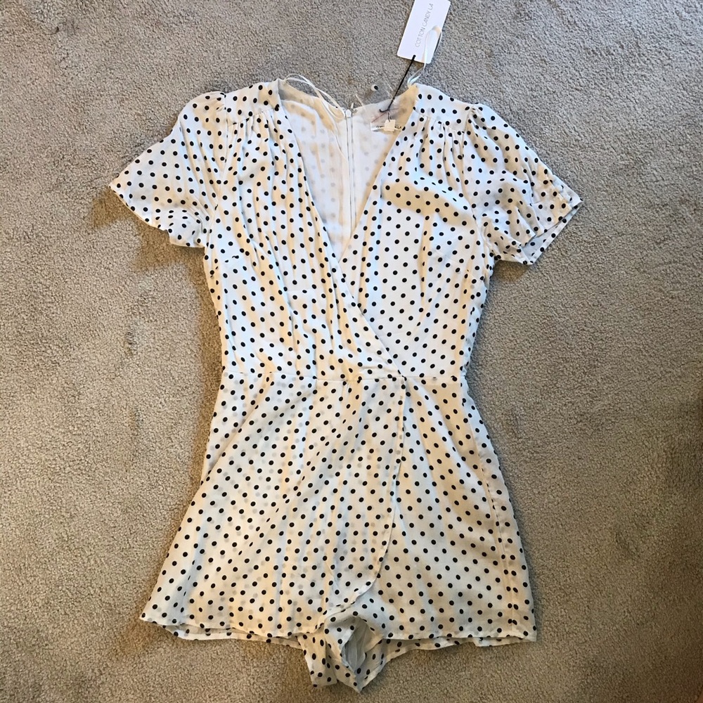 NWT White Polka Dot Romper